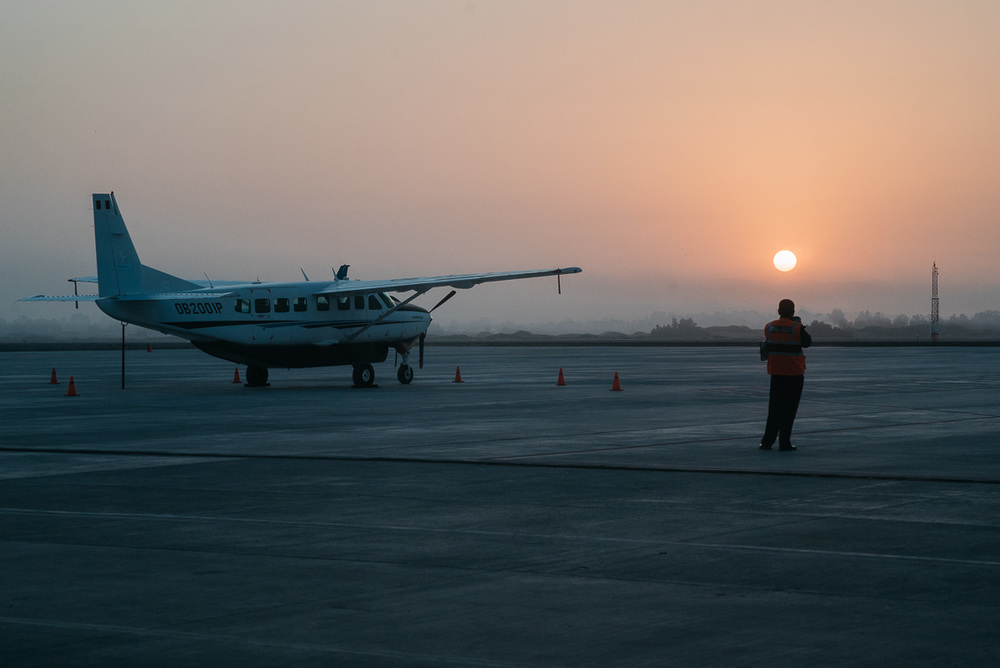 Immerhin einen schönen Sonnenaufgang gabs, den selbst die Mitarbeiter erst einmal fotografieren mussten.